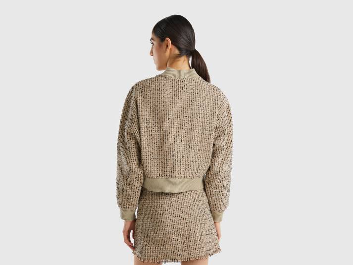 vrouwen Benetton bommenwerper in tweed beige 4R62266