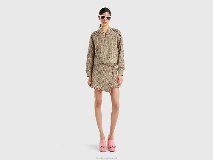 vrouwen Benetton bommenwerper in tweed beige 4R623726