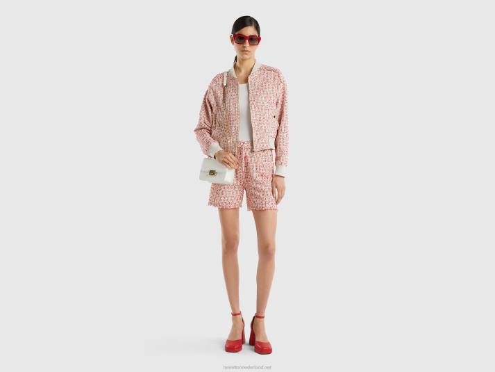 vrouwen Benetton bommenwerper in tweed rood 4R623731