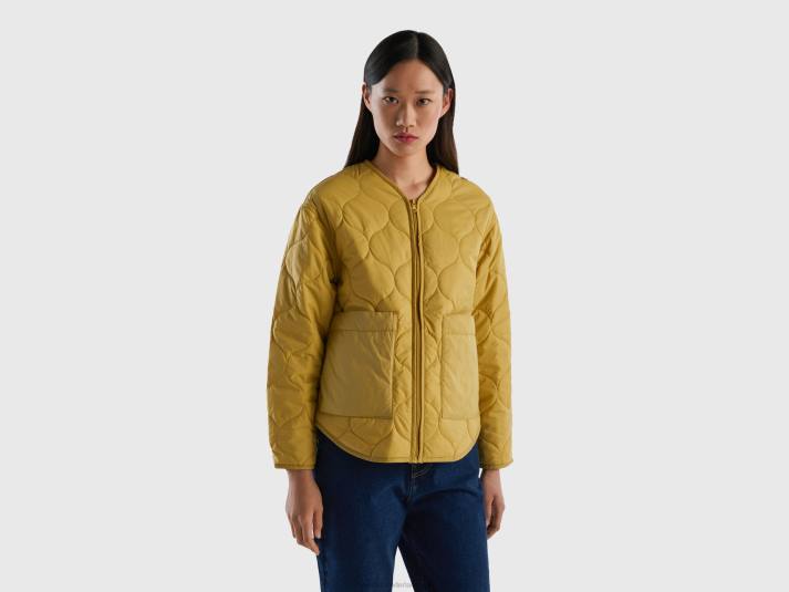 vrouwen Benetton gewatteerd jack van gerecyclede watten mosterd 4R62268