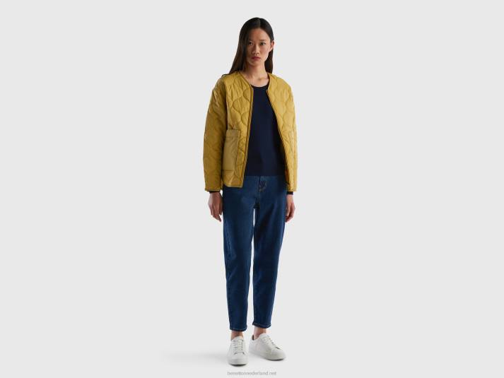 vrouwen Benetton gewatteerd jack van gerecyclede watten mosterd 4R62268