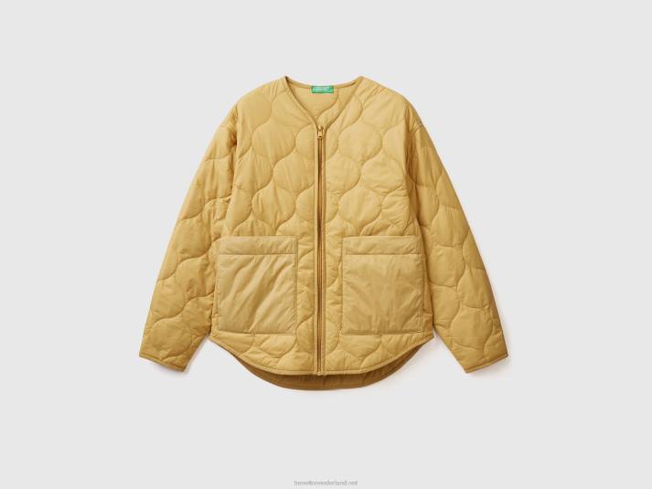vrouwen Benetton gewatteerd jack van gerecyclede watten mosterd 4R623711