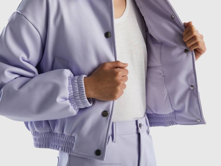 vrouwen Benetton lichtgewicht bomberjack van imitatieleer lila 4R62236