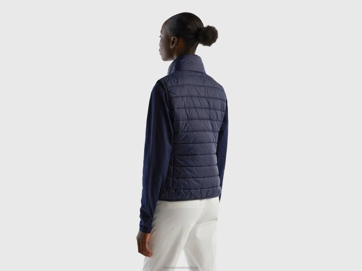 vrouwen Benetton mouwloos pufferjack met gerecyclede watten donkerblauw 4R623754