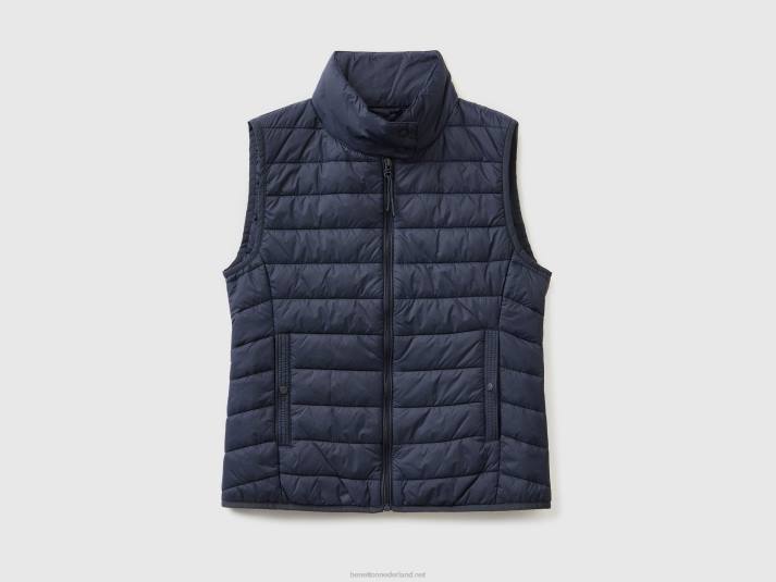 vrouwen Benetton mouwloos pufferjack met gerecyclede watten donkerblauw 4R623754