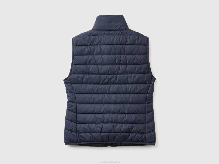 vrouwen Benetton mouwloos pufferjack met gerecyclede watten donkerblauw 4R623754
