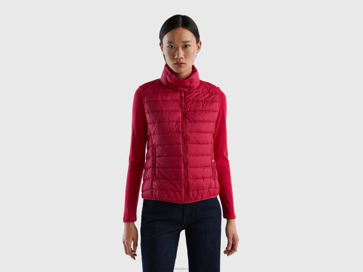 vrouwen Benetton mouwloos pufferjack met gerecyclede watten fuchsia 4R62279