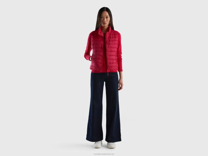 vrouwen Benetton mouwloos pufferjack met gerecyclede watten fuchsia 4R623753