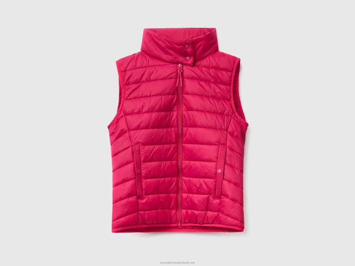 vrouwen Benetton mouwloos pufferjack met gerecyclede watten fuchsia 4R623753
