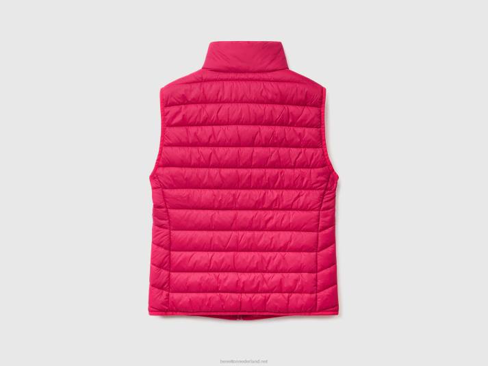 vrouwen Benetton mouwloos pufferjack met gerecyclede watten fuchsia 4R623753