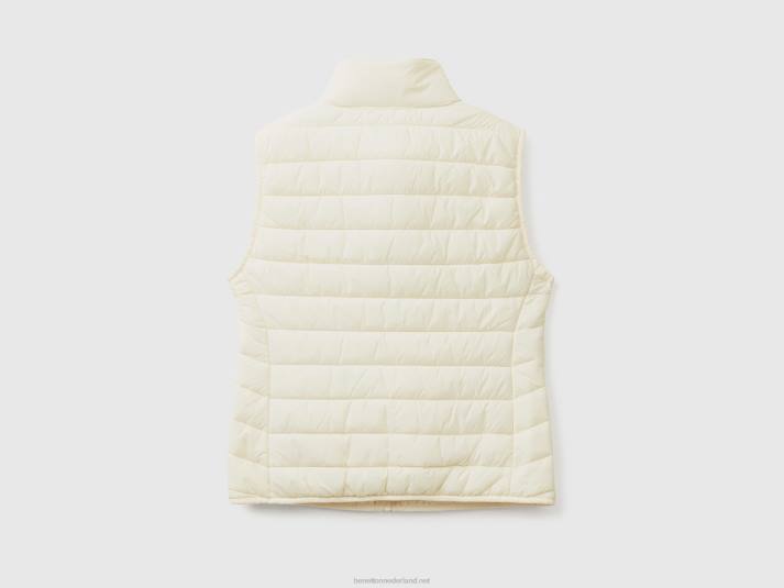 vrouwen Benetton mouwloos pufferjack met gerecyclede watten romig wit 4R62282