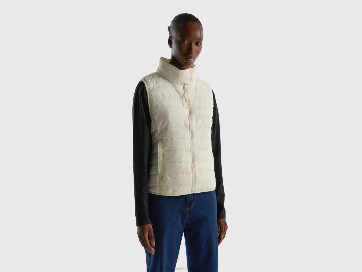 vrouwen Benetton mouwloos pufferjack met gerecyclede watten romig wit 4R623756