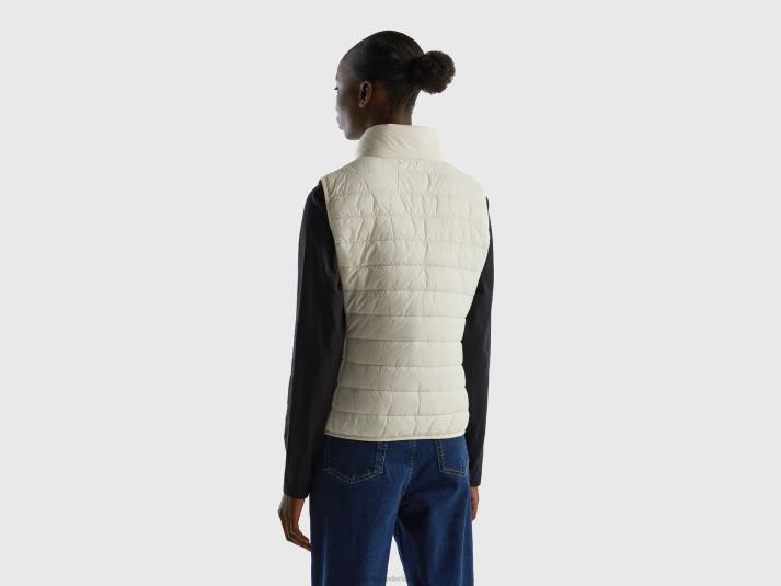 vrouwen Benetton mouwloos pufferjack met gerecyclede watten romig wit 4R623756