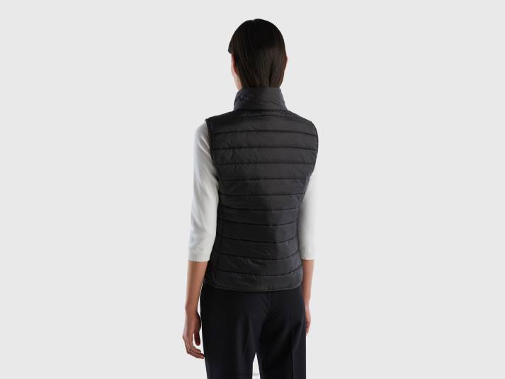 vrouwen Benetton mouwloos pufferjack met gerecyclede watten zwart 4R62281