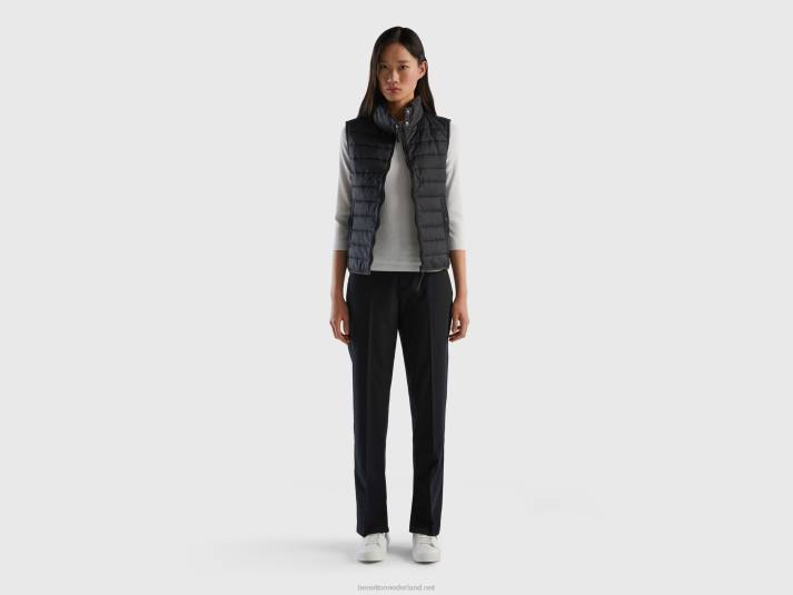 vrouwen Benetton mouwloos pufferjack met gerecyclede watten zwart 4R623757