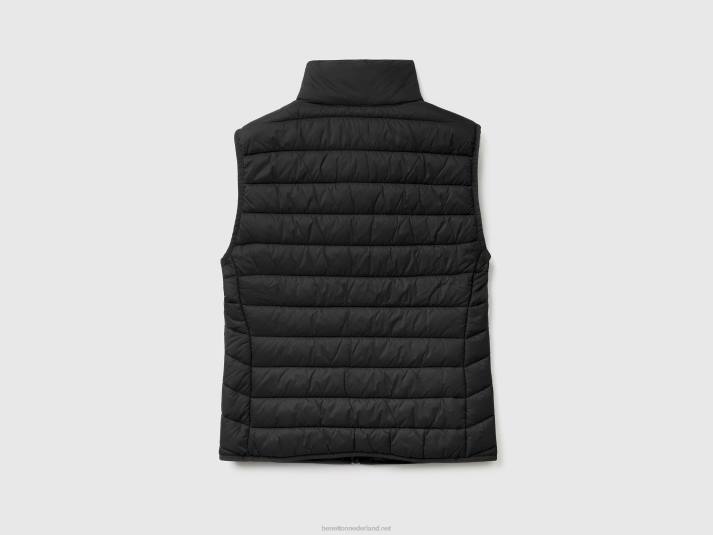 vrouwen Benetton mouwloos pufferjack met gerecyclede watten zwart 4R623757