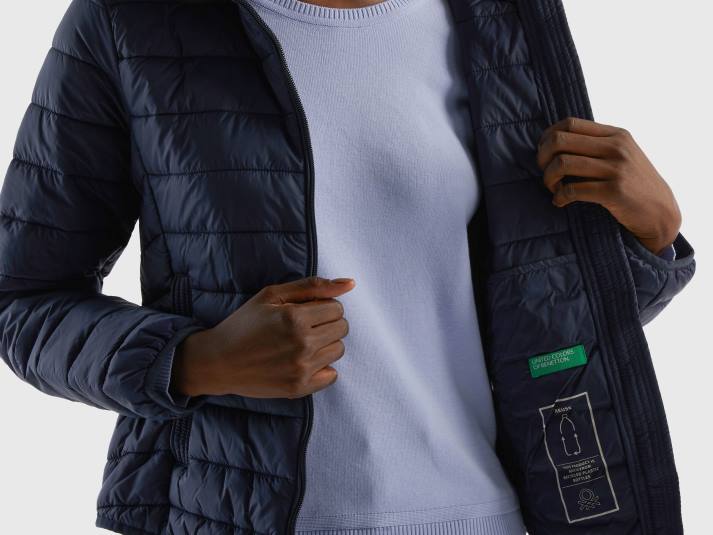 vrouwen Benetton pufferjack met gerecyclede watten donkerblauw 4R62259