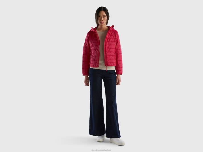 vrouwen Benetton pufferjack met gerecyclede watten fuchsia 4R62254
