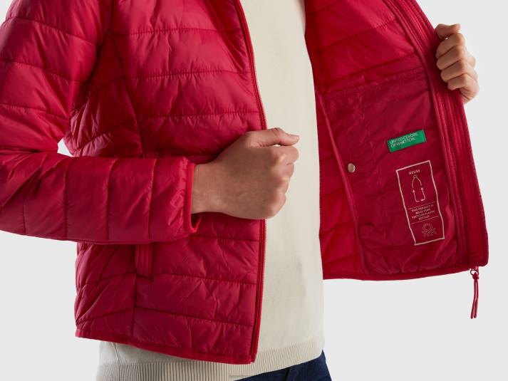 vrouwen Benetton pufferjack met gerecyclede watten fuchsia 4R62254