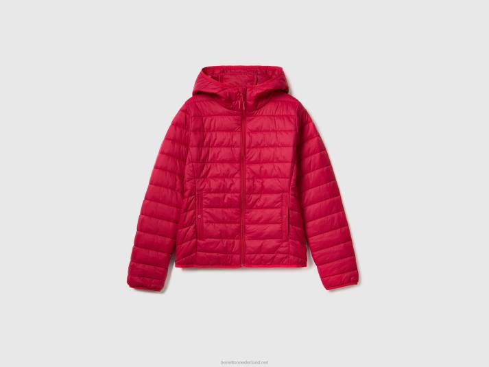 vrouwen Benetton pufferjack met gerecyclede watten fuchsia 4R62254