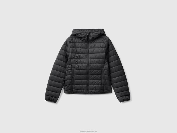 vrouwen Benetton pufferjack met gerecyclede watten zwart 4R62258