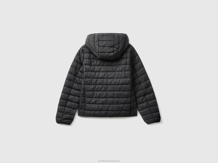vrouwen Benetton pufferjack met gerecyclede watten zwart 4R62258