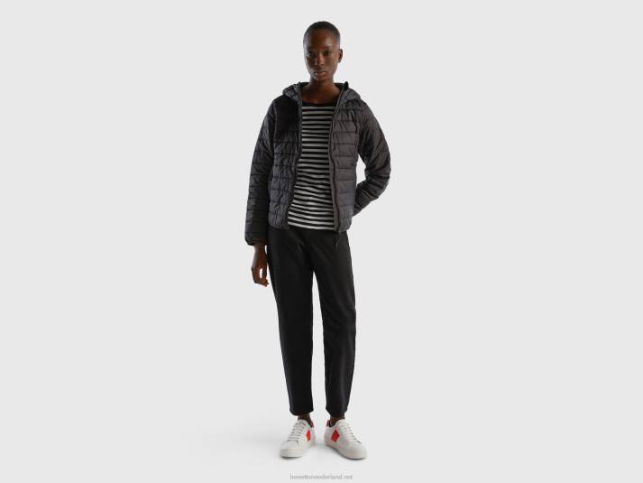 vrouwen Benetton pufferjack met gerecyclede watten zwart 4R623740