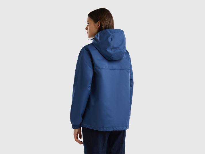 vrouwen Benetton regenjas met capuchon blauw 4R62262