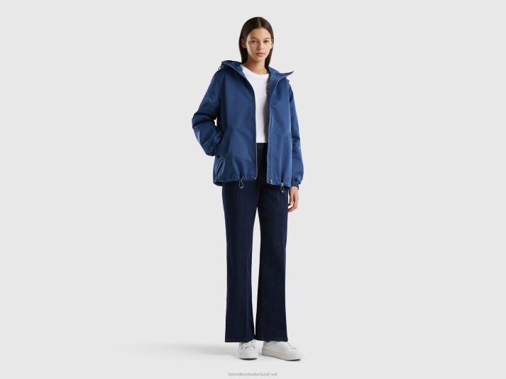 vrouwen Benetton regenjas met capuchon blauw 4R62262