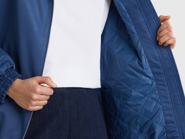 vrouwen Benetton regenjas met capuchon blauw 4R62262