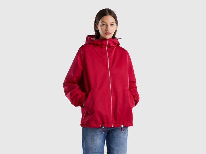 vrouwen Benetton regenjas met capuchon fuchsia 4R62251