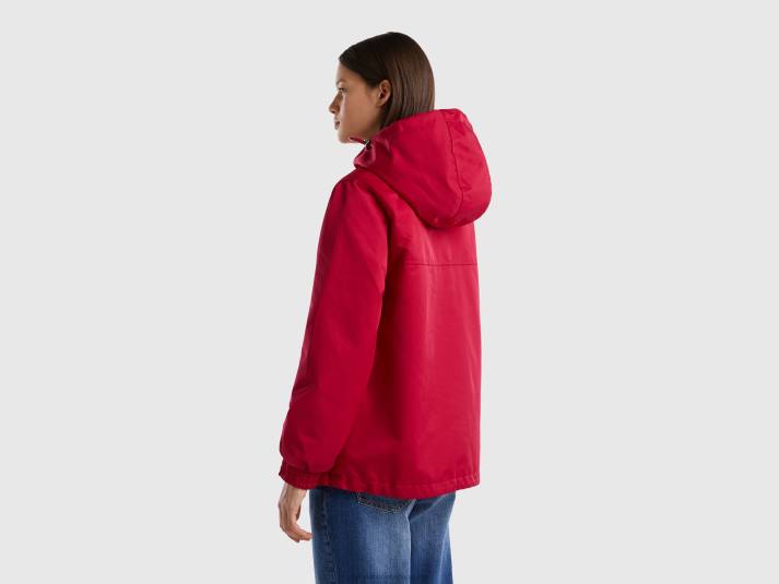 vrouwen Benetton regenjas met capuchon fuchsia 4R623729
