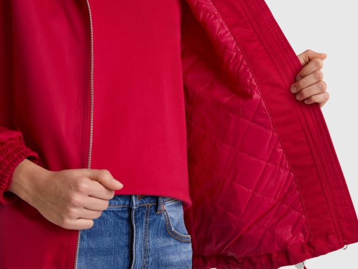 vrouwen Benetton regenjas met capuchon fuchsia 4R623729