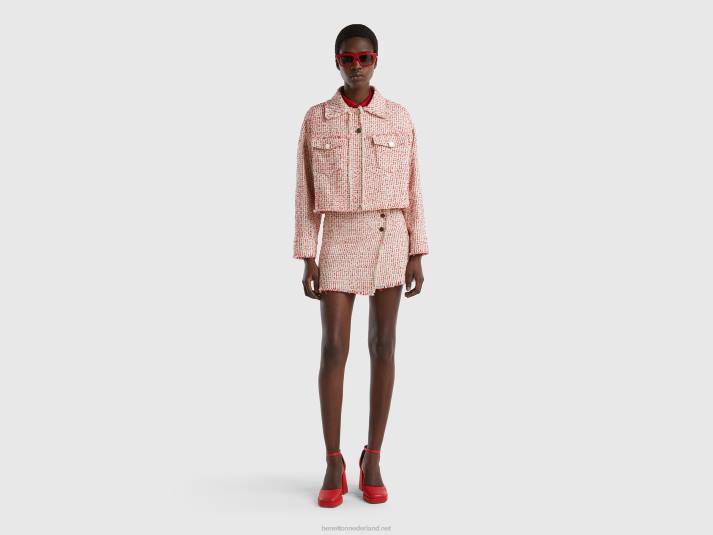 vrouwen Benetton rode bouclé jas rood 4R623737
