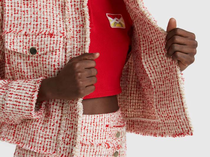 vrouwen Benetton rode bouclé jas rood 4R623737