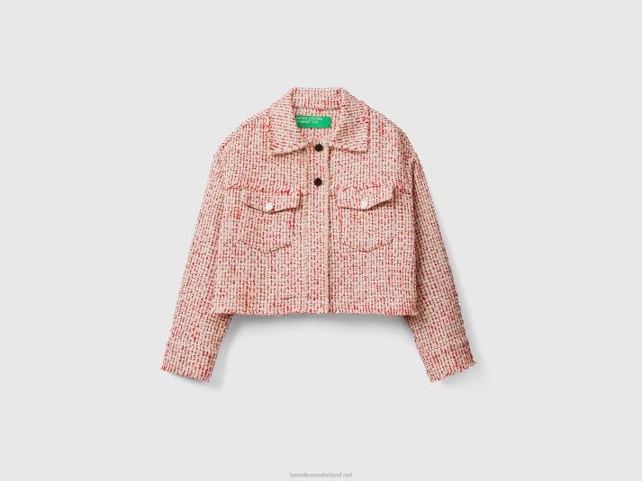 vrouwen Benetton rode bouclé jas rood 4R623737
