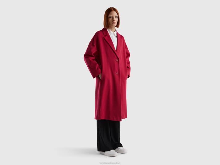 vrouwen Benetton lange ongevoerde stofdoek fuchsia 4R62238