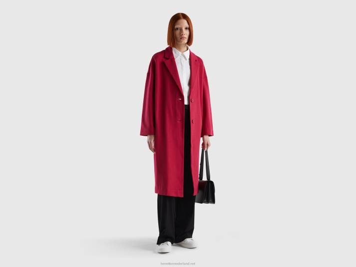 vrouwen Benetton lange ongevoerde stofdoek fuchsia 4R62238
