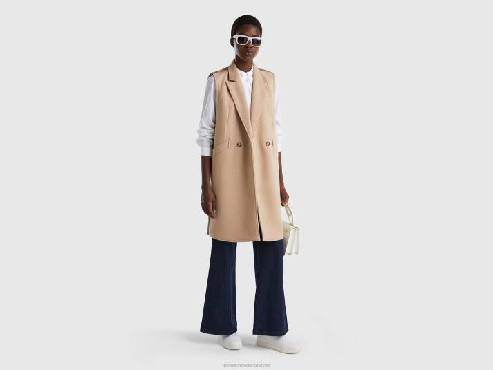 vrouwen Benetton mouwloze jas beige 4R62270