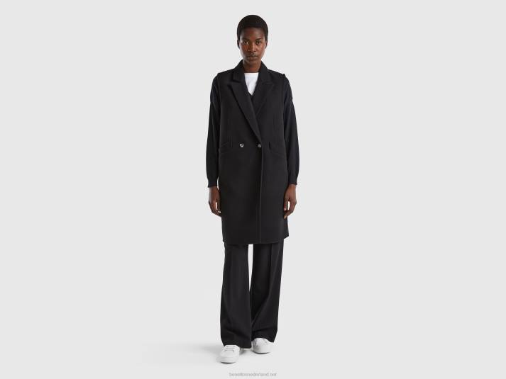 vrouwen Benetton mouwloze jas zwart 4R62252