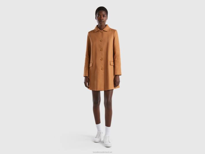 vrouwen Benetton stofjas van zuiver katoen beige 4R62240