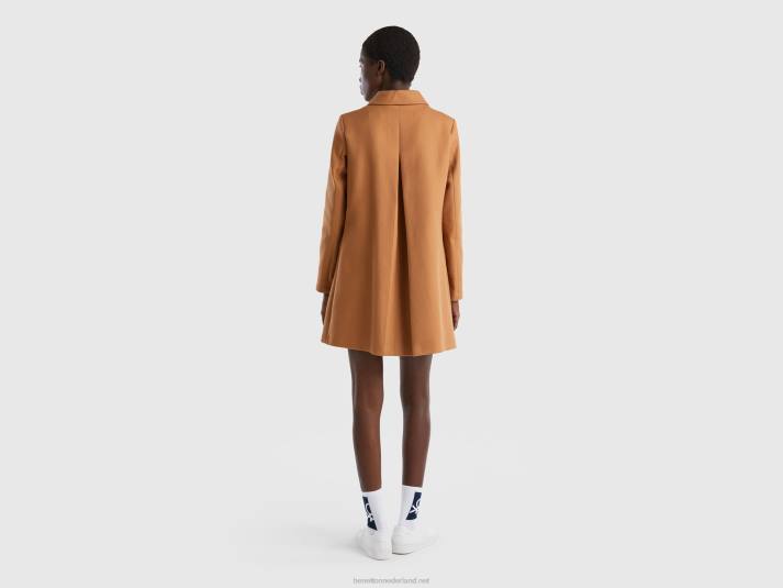 vrouwen Benetton stofjas van zuiver katoen beige 4R623747