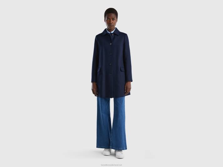 vrouwen Benetton stofjas van zuiver katoen donkerblauw 4R623718