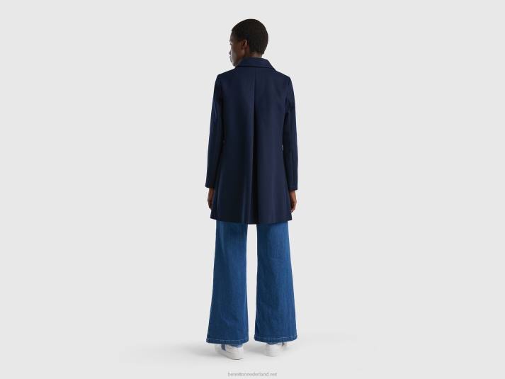 vrouwen Benetton stofjas van zuiver katoen donkerblauw 4R623718