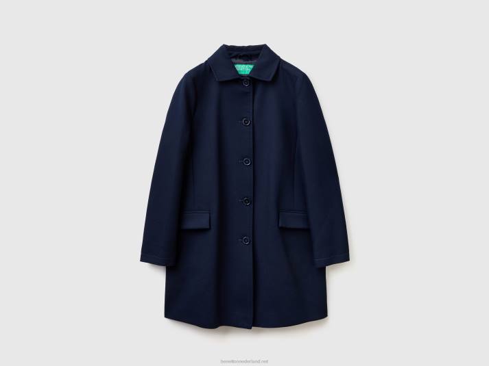 vrouwen Benetton stofjas van zuiver katoen donkerblauw 4R623718