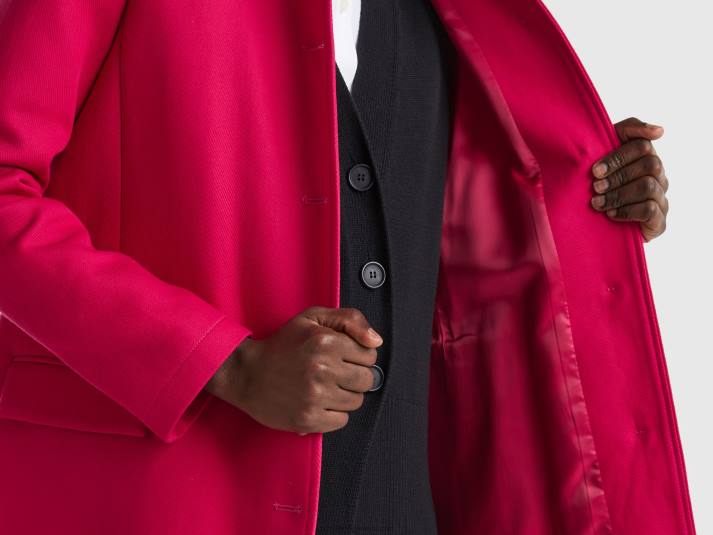 vrouwen Benetton stofjas van zuiver katoen fuchsia 4R62271