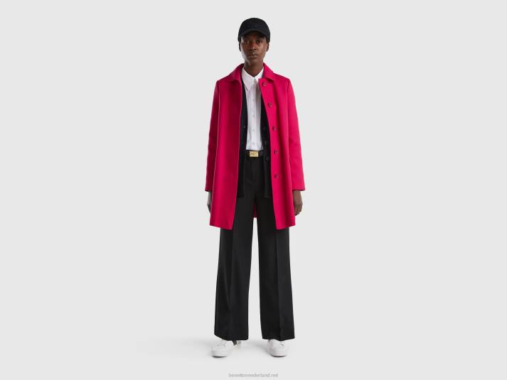 vrouwen Benetton stofjas van zuiver katoen fuchsia 4R623714