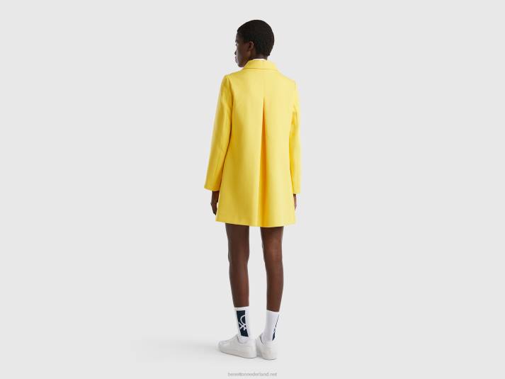vrouwen Benetton stofjas van zuiver katoen geel 4R623746