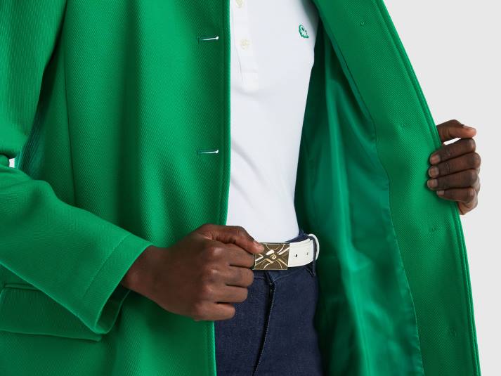 vrouwen Benetton stofjas van zuiver katoen groente 4R623715
