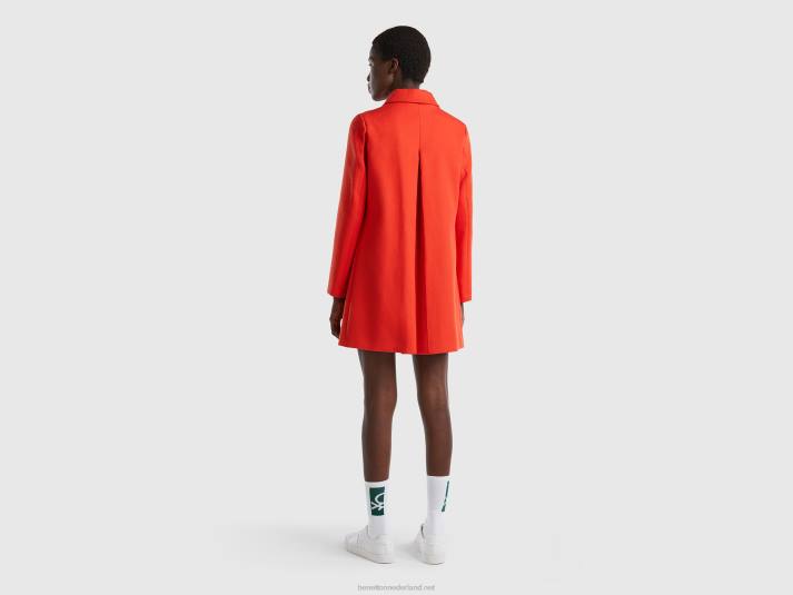 vrouwen Benetton stofjas van zuiver katoen rood 4R62247